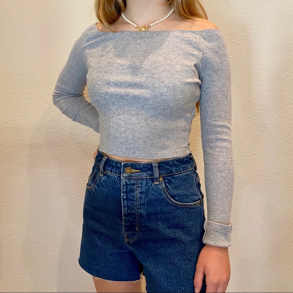 BRANDY MELVILLE GREY ELLERY LONG SLEEVE TOP